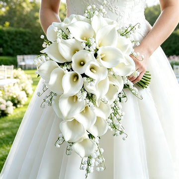 Wedding Bouquets for Bride, 10 Inch White Artificial Calla Lily