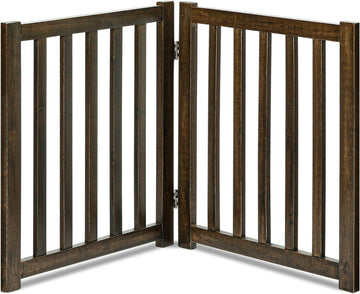 Wooden Free Standing Dog Gate 40" W x 24" H, Foldable Solid Hardwood Pet Safety Fence Doorways, Stairs, Hallways