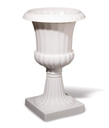 Classic White Decorative Plastic Urn Planter, 19 Inches High