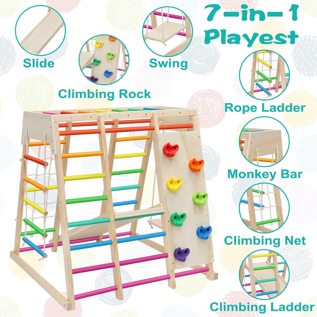 In-1 Jungle Gym Playset, Wooden Montessori Climber Kids