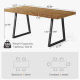63" Industrial Dining Table for 4-6 People, Solid Wood Rectangular Kitchen Table with Heavy-Duty Metal Legs for Home