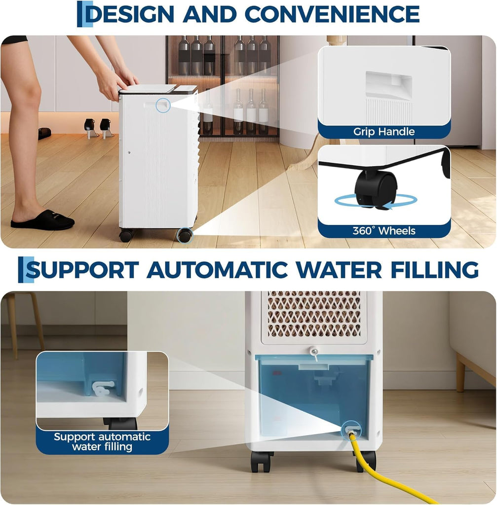 7L Evaporative Air Cooler with Remote Control, 3-IN-1 Portable Swamp CoolerHome Office Garage