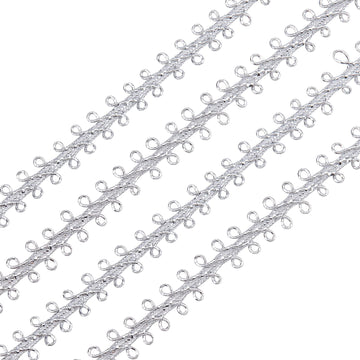 Metallic Braid Lace Trim 9mm Wide Polyester Woven Braid Trim Silver Circle Metallic Decorative Gimp Trims - 49 Yards