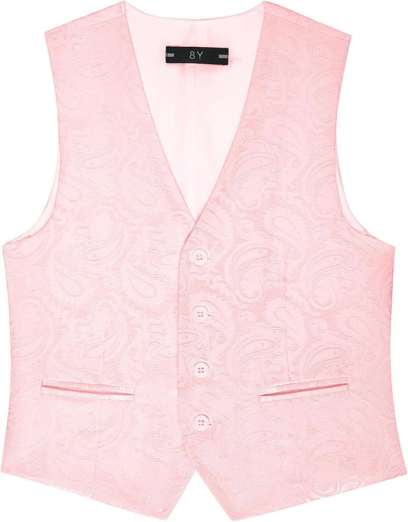 Boys Vest 4 Piece Paisley Boy Suit Vests Set for Kids Jacquard Waistcoat