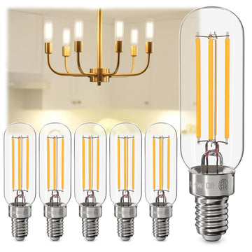 LED E12 Light Bulb Dimmable Edison Bulbs, 4W 2700K 400LM T6 T25