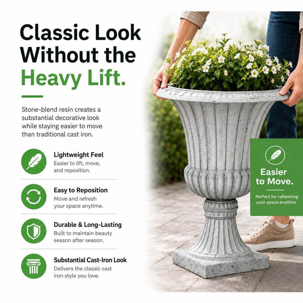 22" Urn Planter | Weathered Grey