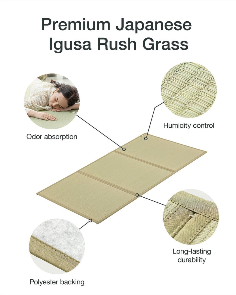 Tatami Mattress, Foldable Igusa Rush Grass, Natural