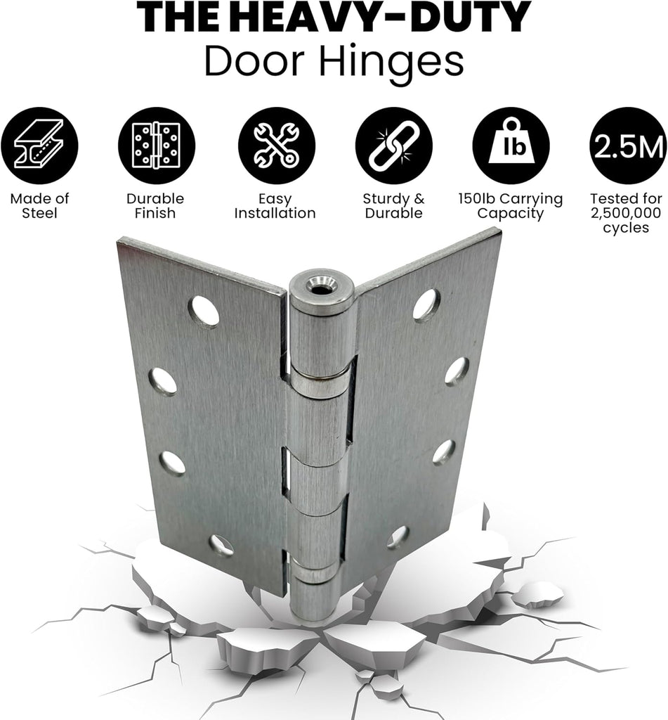 A1 ProGuard 4.5" Heavy Duty Door Hinge, 3 Pack 4.5 x 4.5 Inch Ball Bearing Door Hinges with Square Corners for
