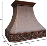 36 Inch Copper Wall Mount Range Hood