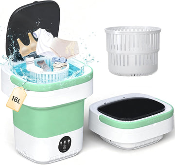 Portable Washing Machine - 16L Mini Foldable Washer with Spin Basket, 3 Cleaning Modes & Deep Cleaning for Small