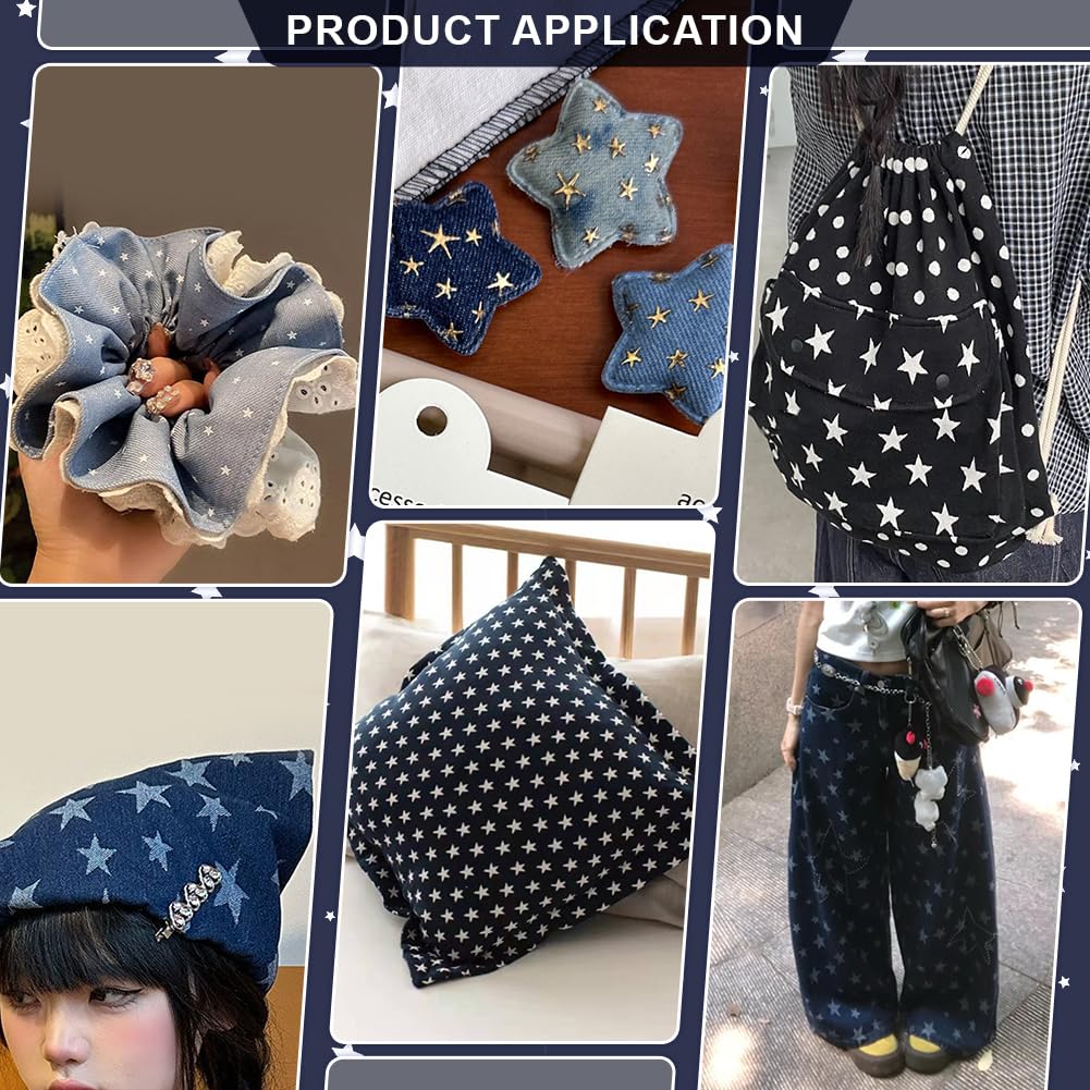 1Pc Star Denim Fabric For Sewing Crafting Supplies