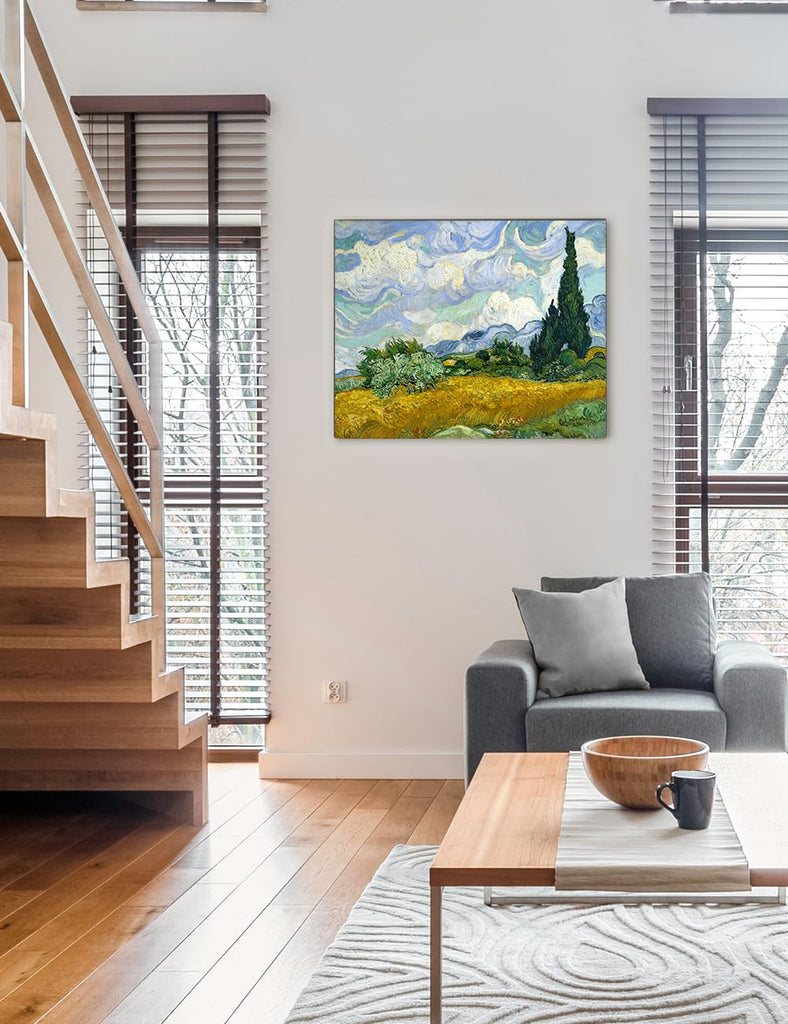 Wheat Field with Cypresses Van Gogh Canvas Wall Art, 30x24 in