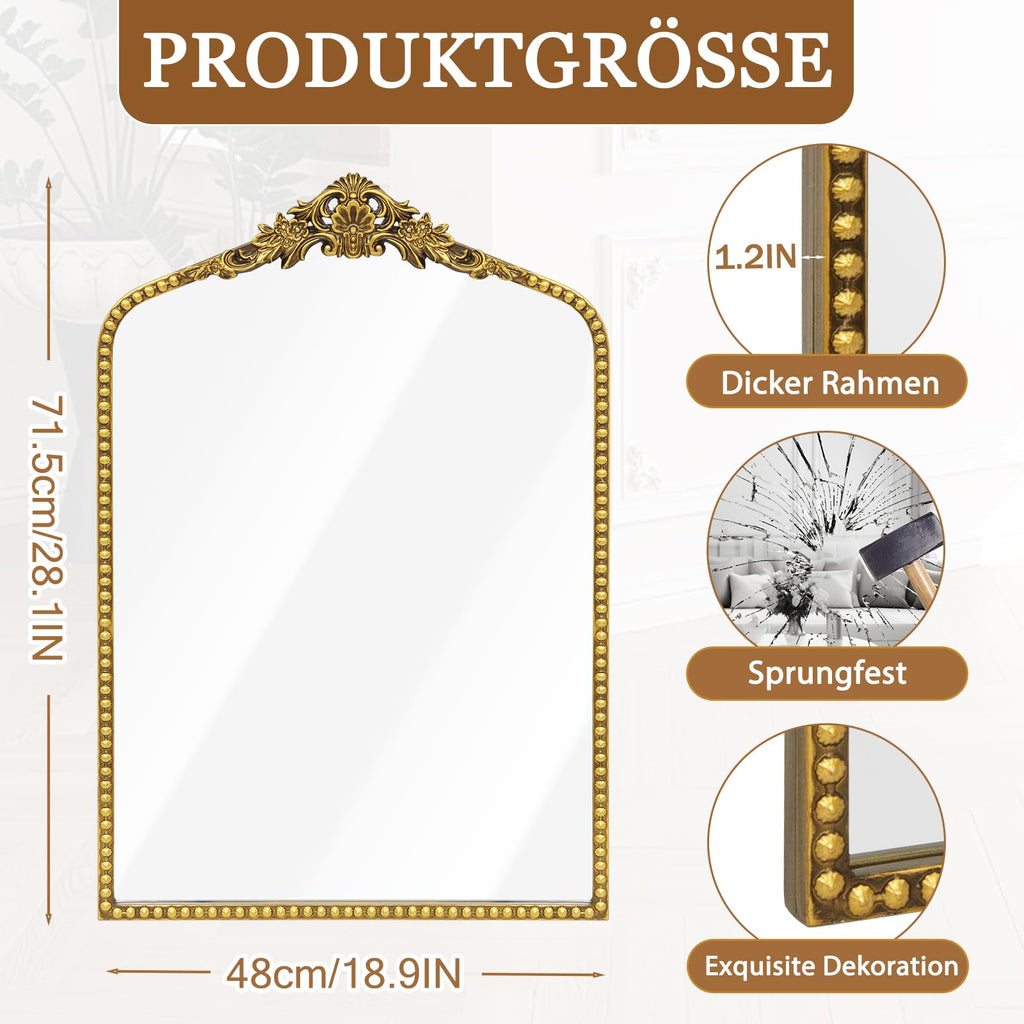 Gold Baroque Mirror Antique 19x28 Inches