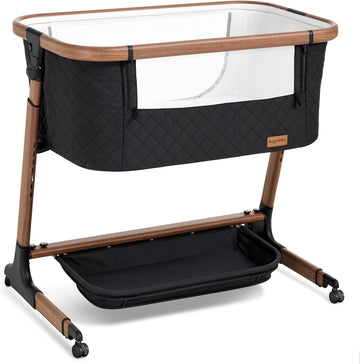Electric Baby Bassinet, Auto Rocking Bedside Sleeper, 6 Heights with Mattress, Washable Sheet, Remote Control, 5