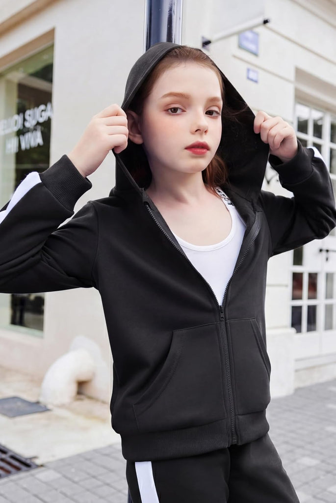 Girls 2 Piece Outfits Zip Up Hoodie Tracksuit Sweatsuits Sets