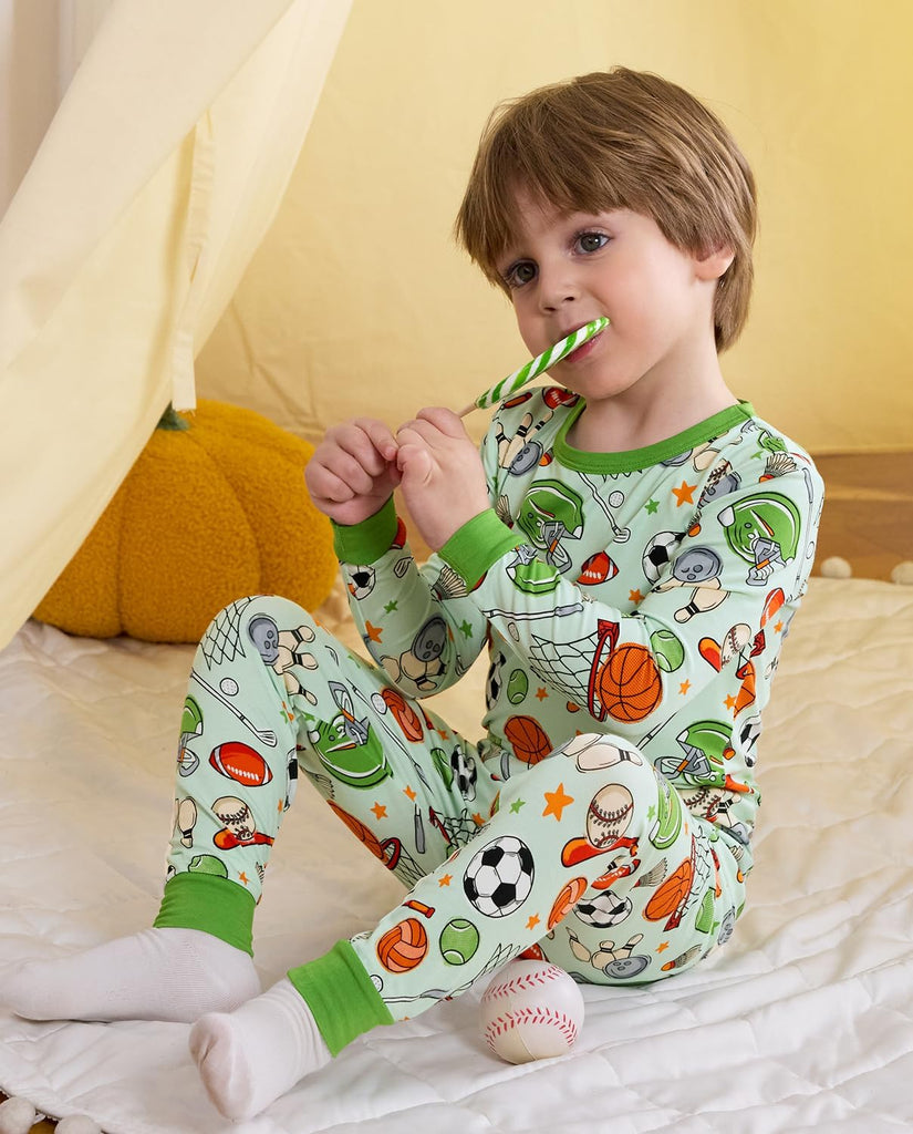 Bamboo Viscose Toddler Kids Pajamas Set, Long Sleeve Boys