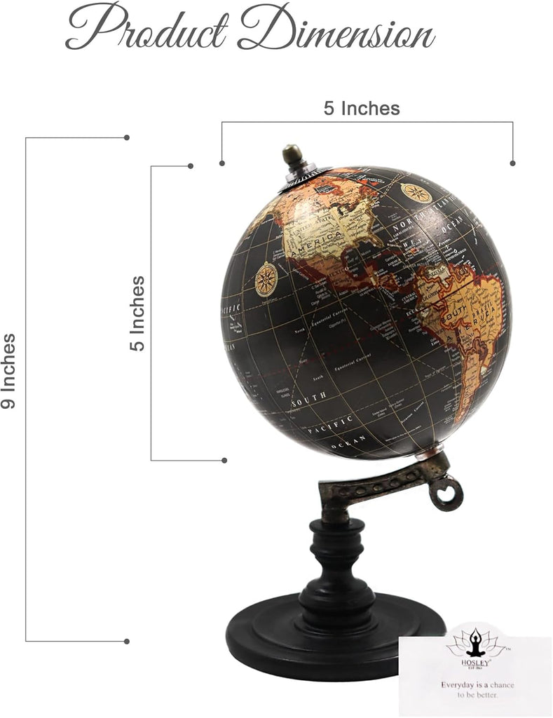 10-Inch Decorative Globe on Wooden Stand - Elegant Gift for Father's Day, Birthdays, Holidays, and Special Occasions