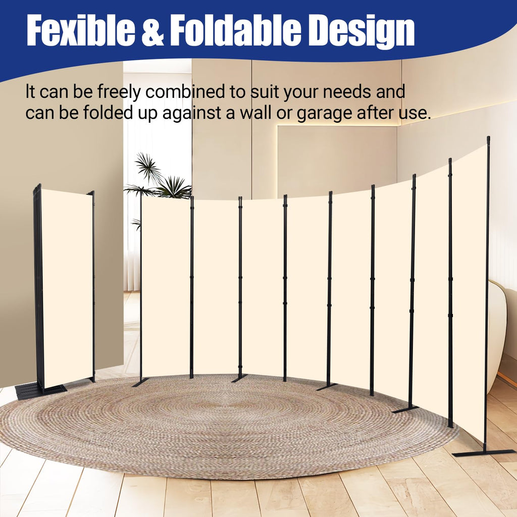 8 Panel Folding Privacy Screen, 14.67ft Wide Partition Room Dividers Panel
