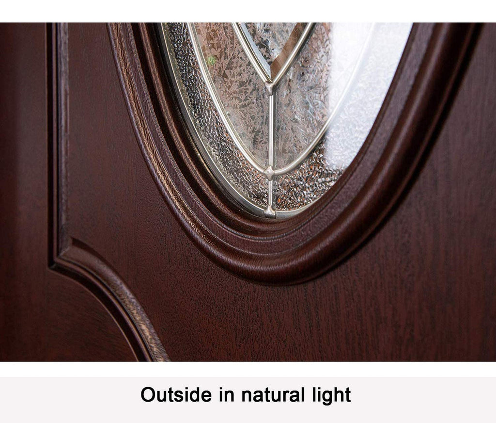 Fiberglass Double-Open Doors, Dark Mahogany Finish, Quick Install, Heavy Duty Entry (Left-Hand, 36"X36"X80")
