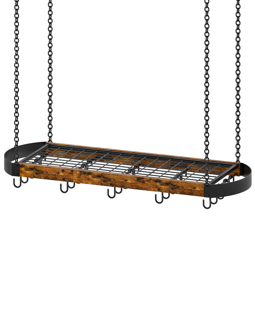 Hanging Pot Rack, Space-Saving Pot Hanger, Ceiling Pan Hanging Rack with 16 Detachable S Hooks, Sturdy