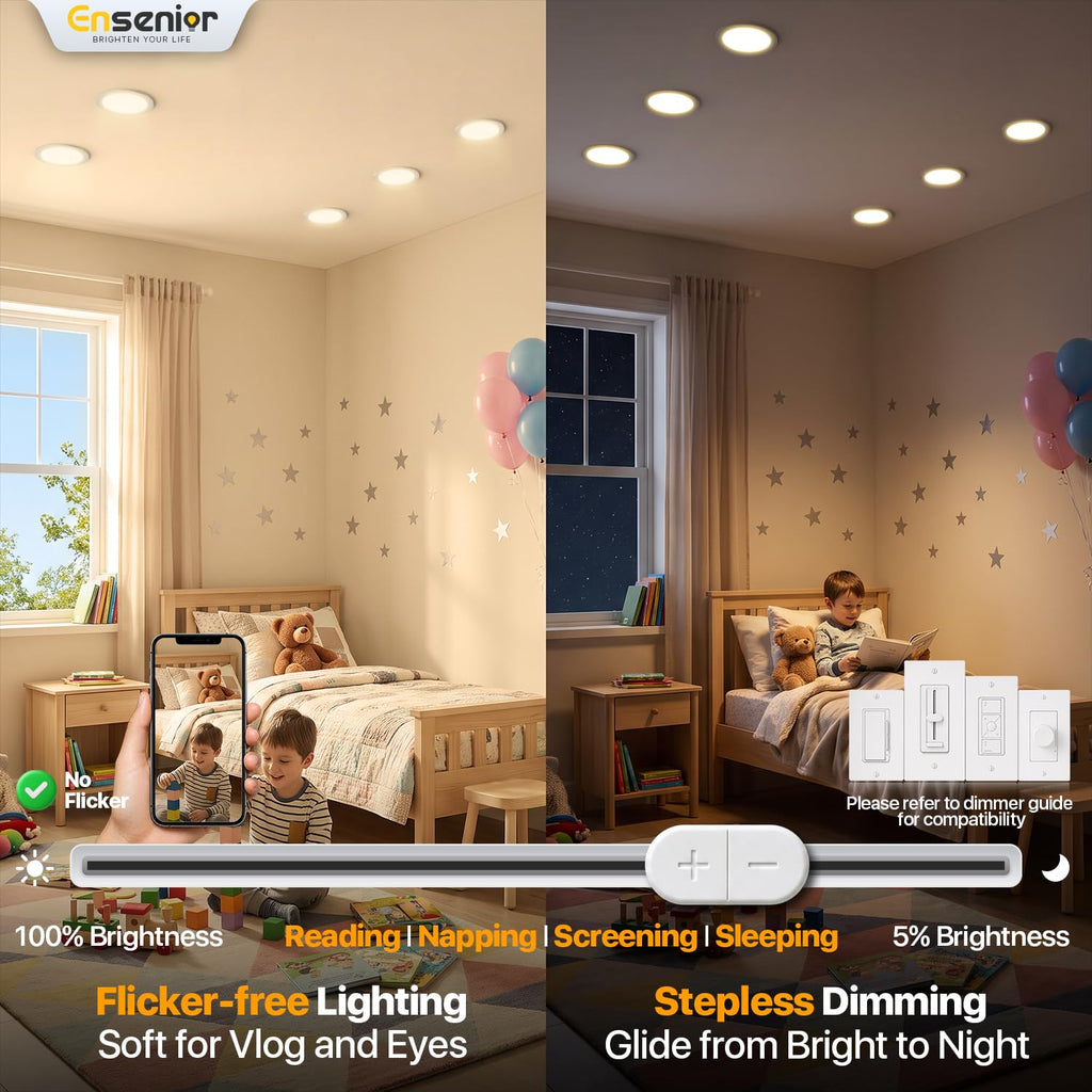 24 Pack 6 Inch LED Recessed Light, 6000K Dimmable Canless Wafer