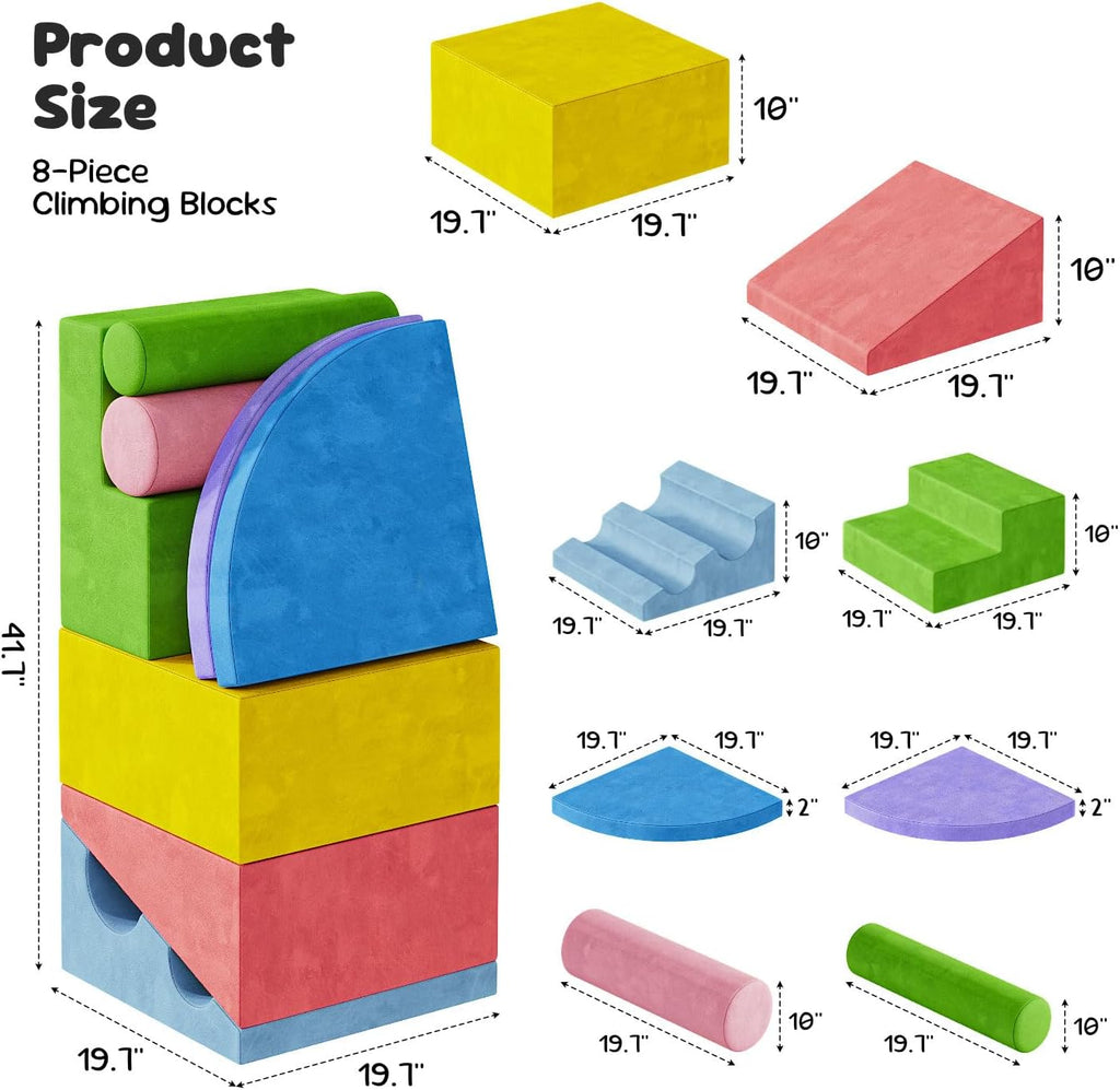 Piece Soft Foam Climbing Blocks Soft Play Set for Toddlers 1-3