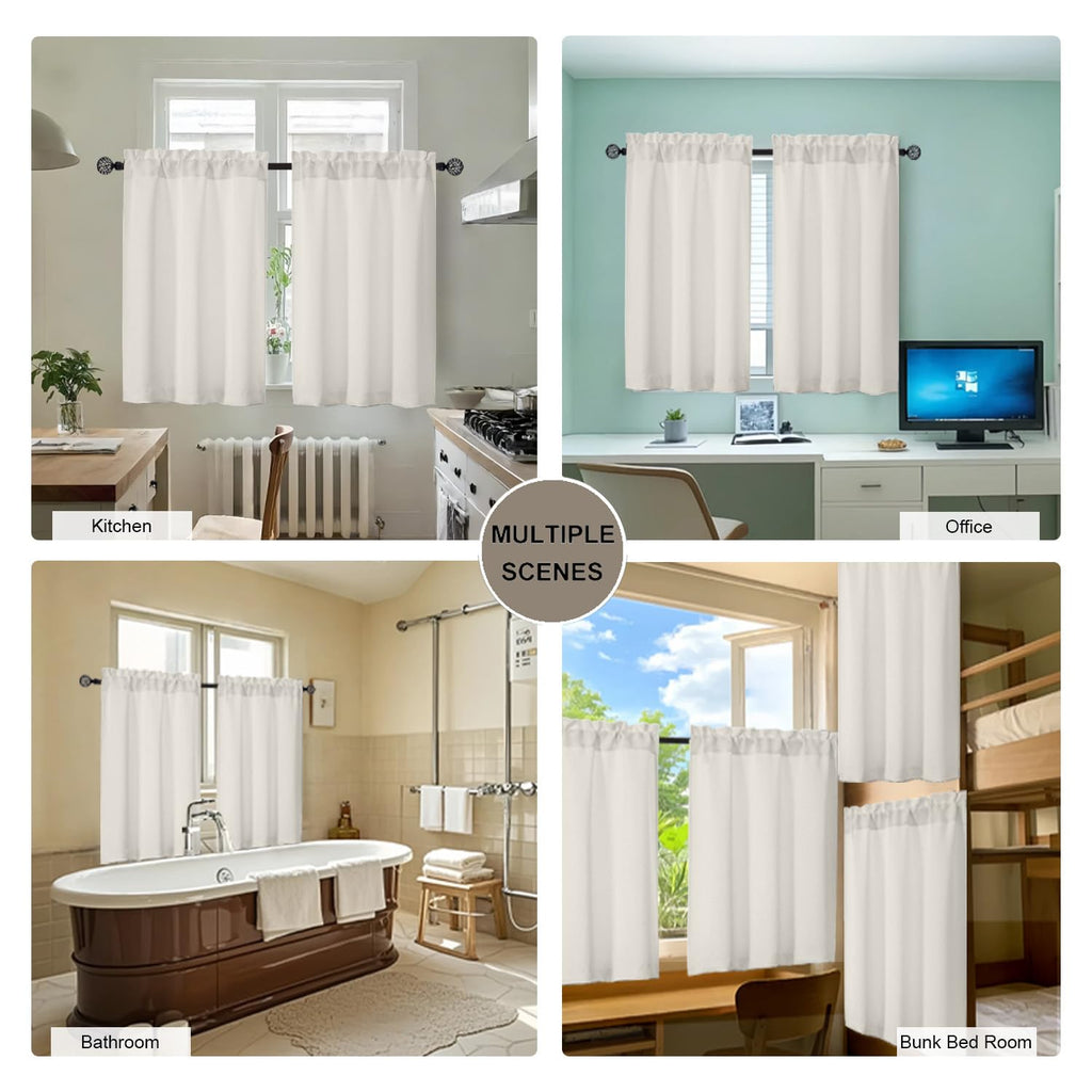 Natural Short Curtains 30 Inch Length 2 Panels
