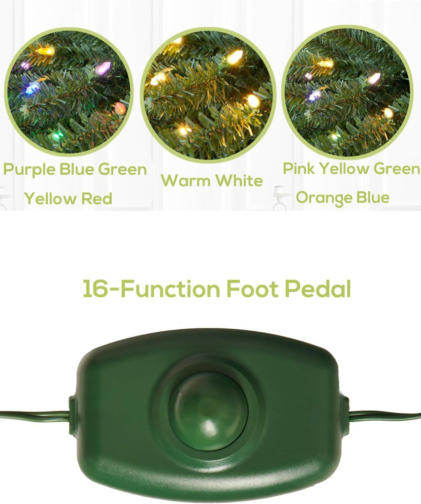 Pre-lit Christmas Tree Premium Spruce Artificial Remote Control with 750 Dual Color LED Lights, Full Hinged Fir