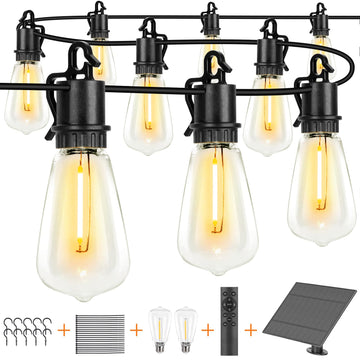 Solar String Lights Ourdoor Waterproof, Patio Lights Solar Powered with Remote, ST38 32 Vintage Edison