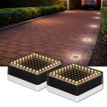 Solar Ground Lights, 4x4 Paver Light, Warm White, 2Pk