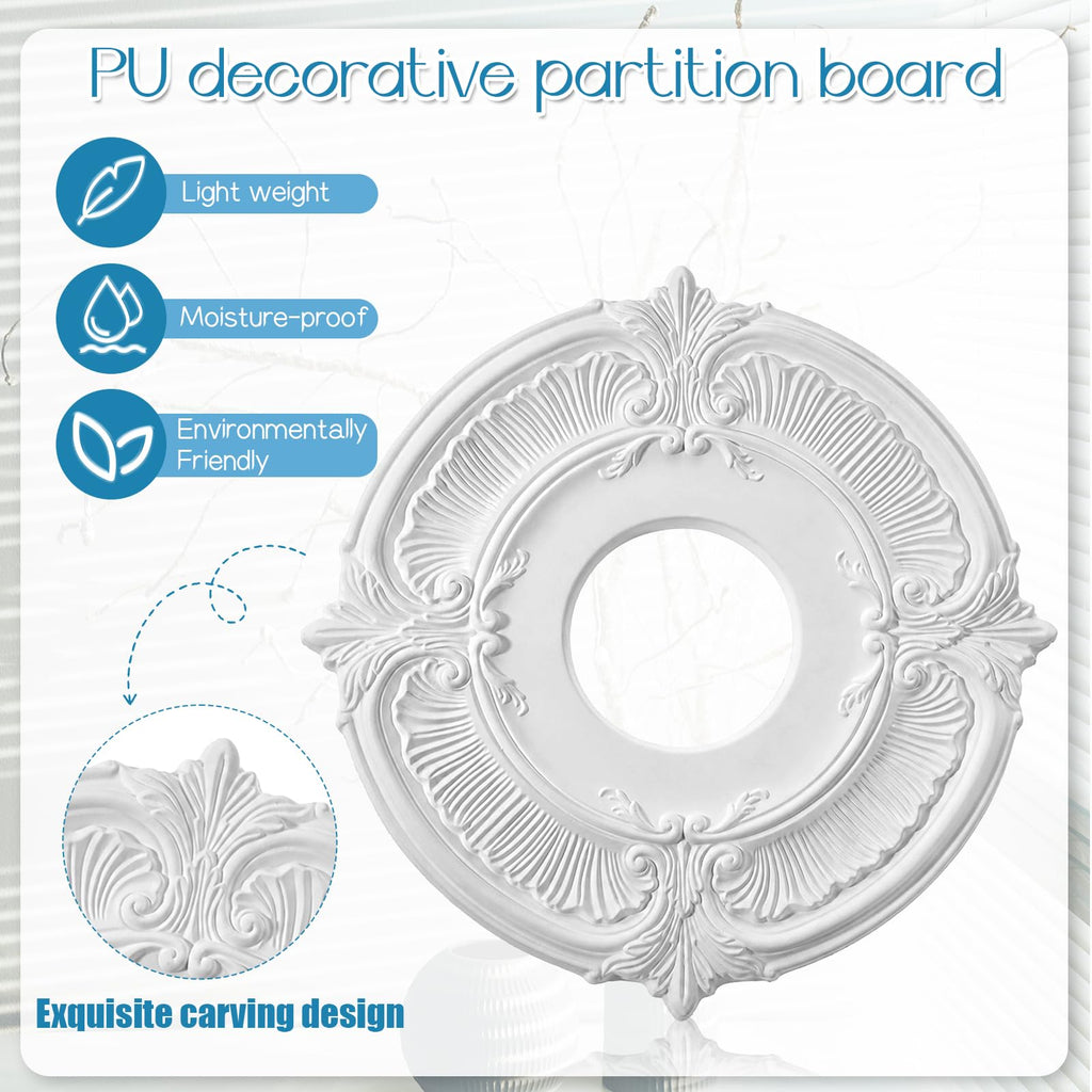 2 Pcs PU Ceiling Medallion Decorative Ceiling Fan Medallion