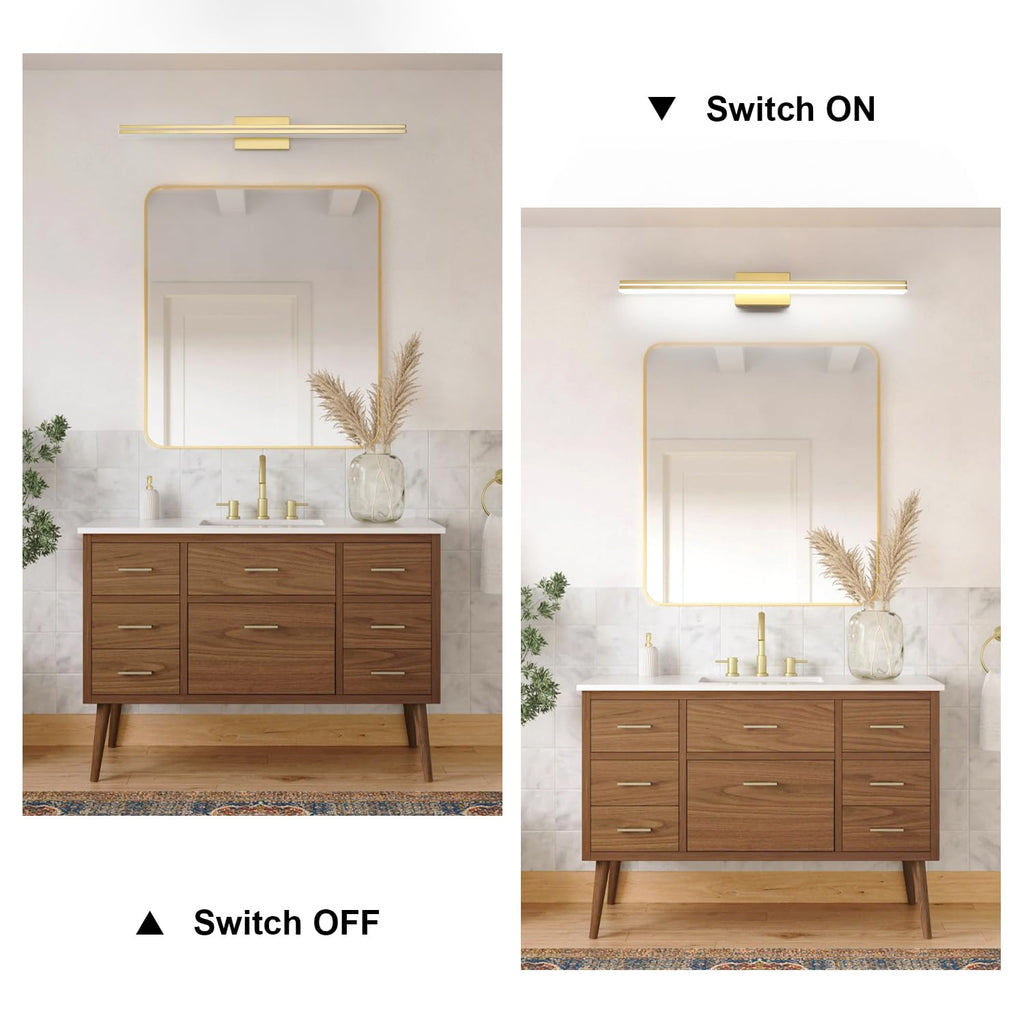 40-Inch LED Modern Bathroom Vanity Light Bar, Gold Modern Acrylic Bathroom Wall Lighting Fixtures Over Mirror (Cool