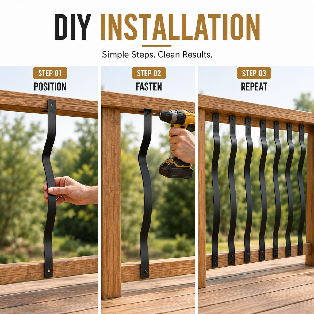 26 Pack Metal Deck Balusters, 36 inch Heavy Duty Deck Spindles with Screws