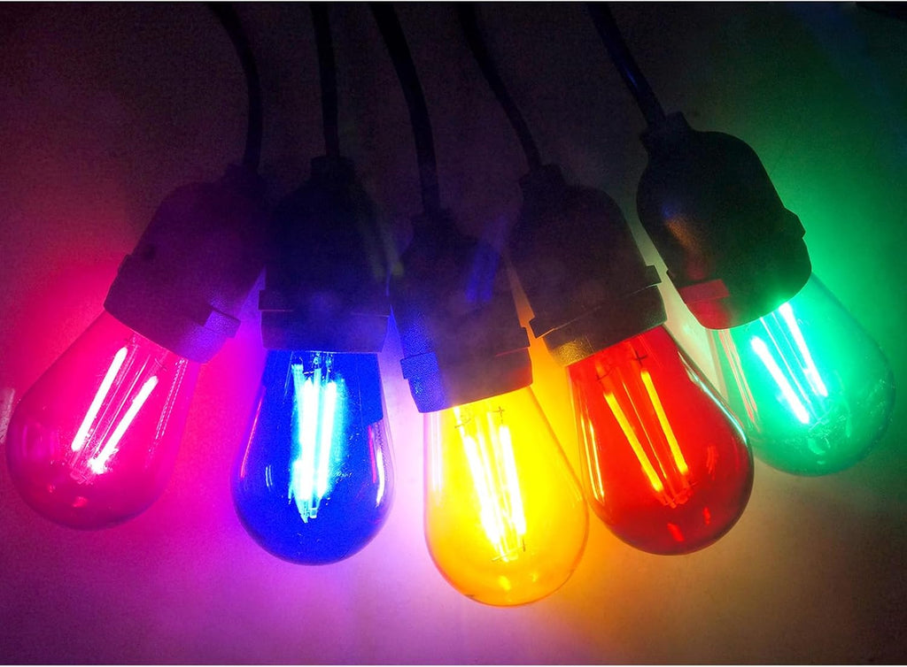 S14 Colored LED Light Bulb 2 Watt, Shatterproof Plastic