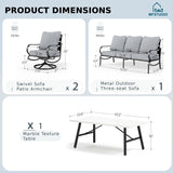 4 Pieces Patio Conversation Sets(5 Seat),Outdoor Metal Furniture Sofas with 1 Loveseat(3 Seat)