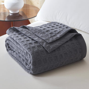 Waffle Merino Wool Blanket, Natural Weave Wool Blanket