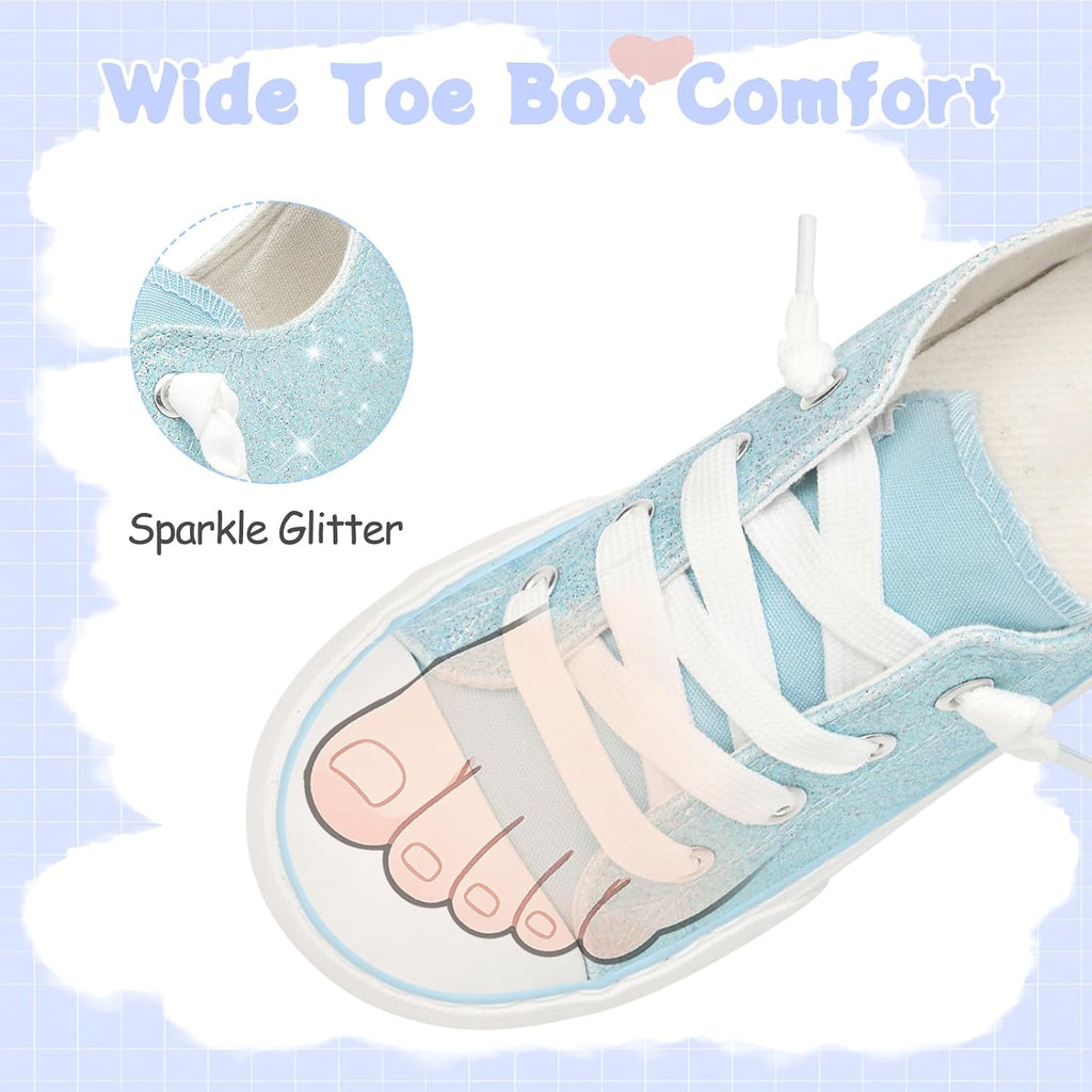 Toddler Kids Canvas Sneakers Sparkle Glitter Sequins Shoes Slip On Soft and Durable