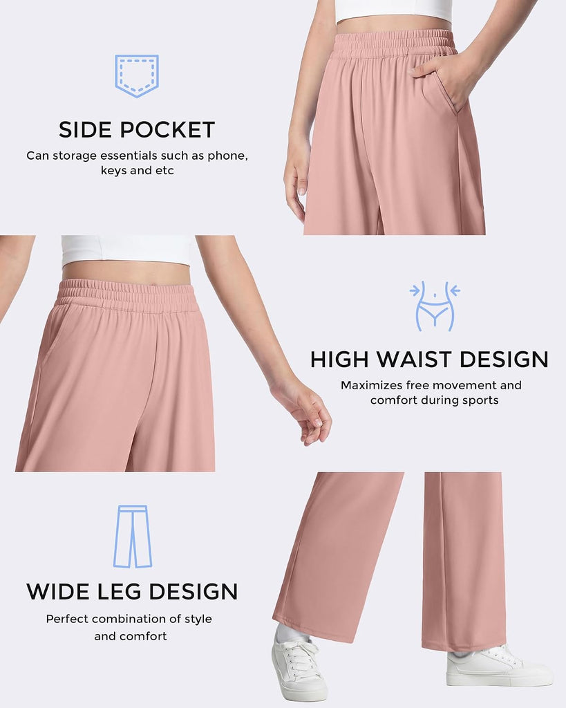 Girls Wide Leg Loose Pants Straight Plain Casual Uniform Long Pant for School Street Outgoing Kids Girls