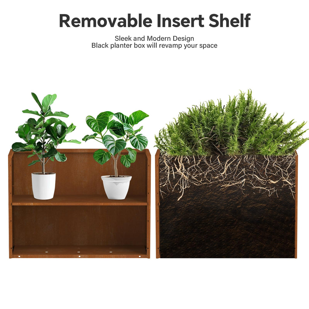 Cor Ten Steel Planters - 32x12x24H Inch Planter Box Rustic