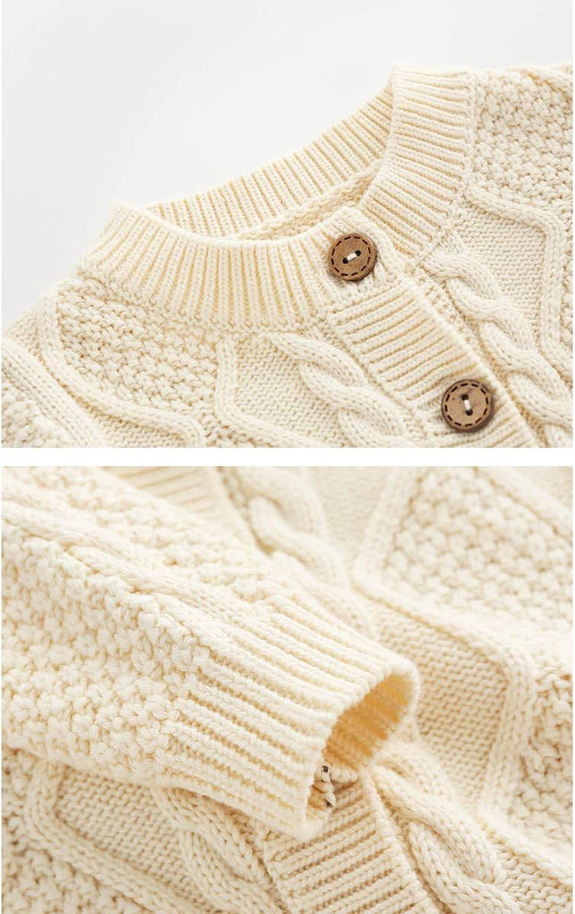 Newborn Baby Boys Girls Sweater Knitted Romper Toddler Casual Outfit with Warm Hat Set