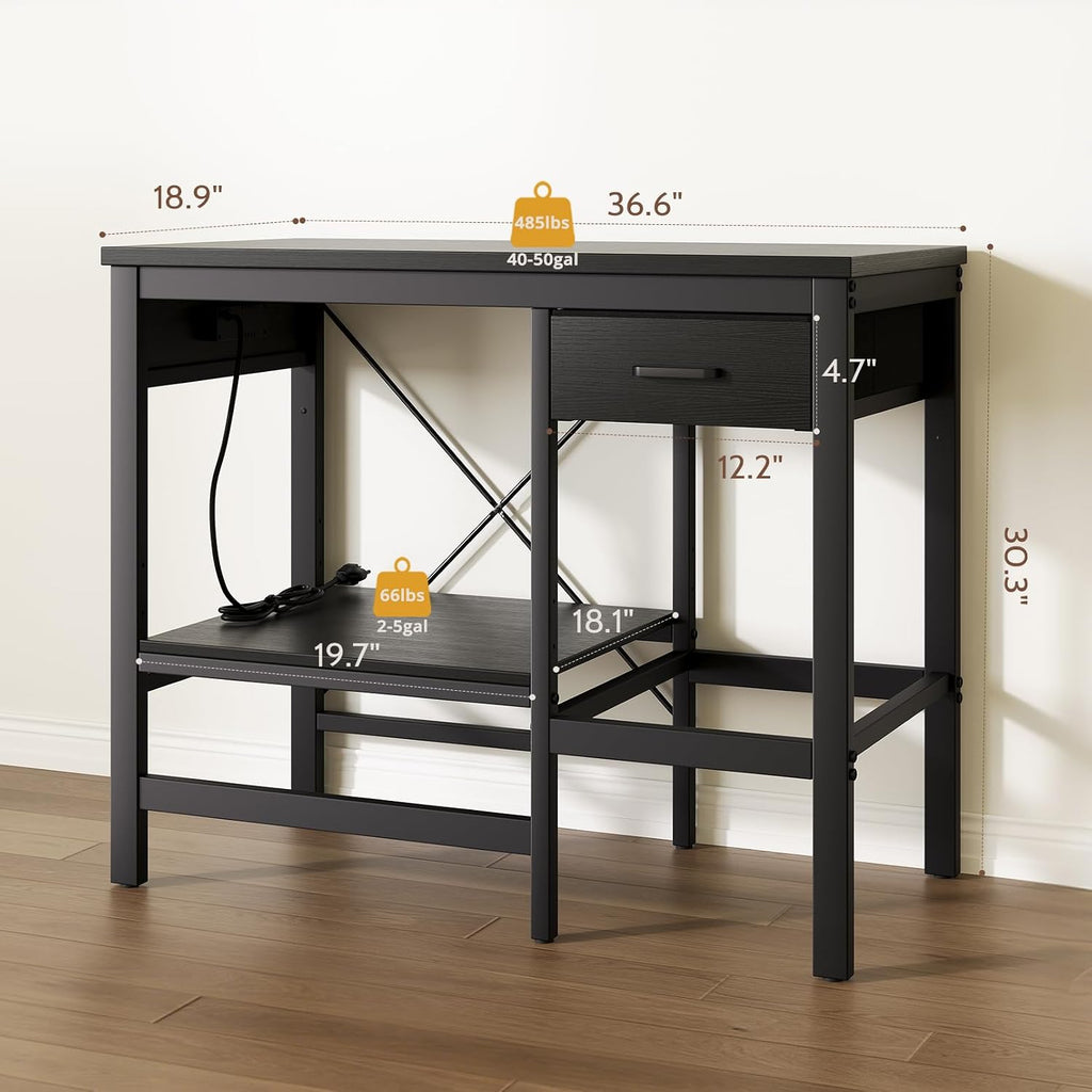 40-50 Gallon Fish Tank Stand with Power Outlet, Aquarium Stand with 3-Tier Adjustable Storage Shelves, Fish Stand