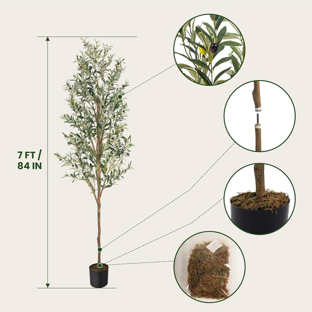 Artificial Fake Olive Tree 7FT 1Pack Faux Olive Tree Decor