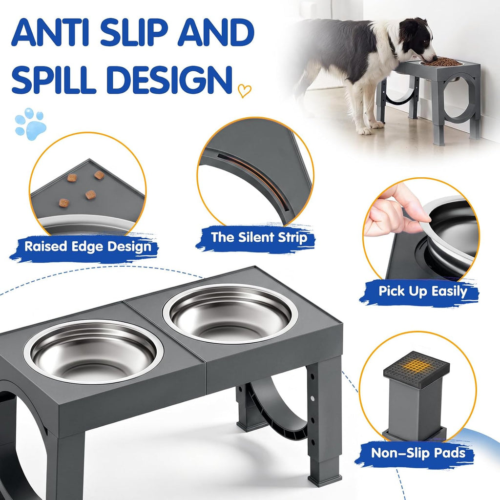 Elevated Dog Bowls Large Breed Raised Dogs Bowl Stand Large/Medium Sized Dog Stainless Steel Food Water Bowl Stands 5