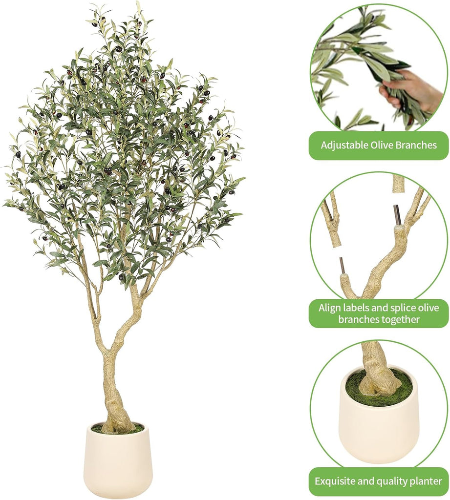 6ft Artificial Olive Tree with Tall Exquisite Planter