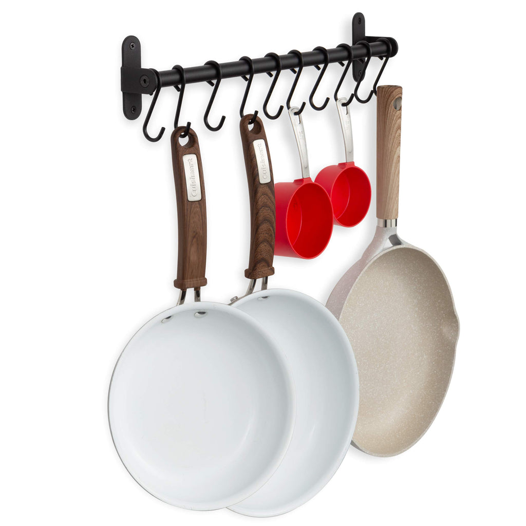 Lyon Kitchen Rail with 10 Utensil Holder S Hooks for Hanging Kitchen Utensils Set and Cookware, 17" Frosty Black