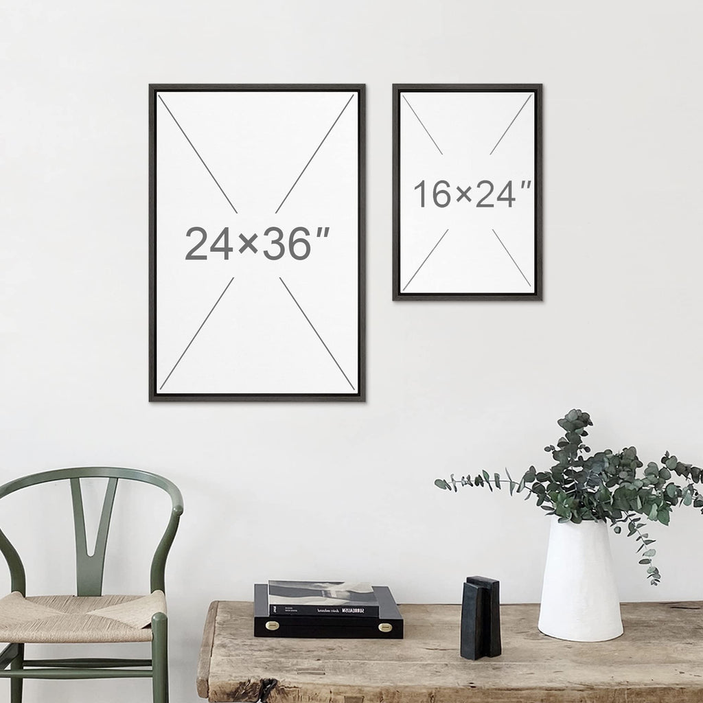 Framed Canvas Print Wall Art Orange Pink Paint Stroke Landscape Abstract Shapes Illustrations Minimalism Decorative