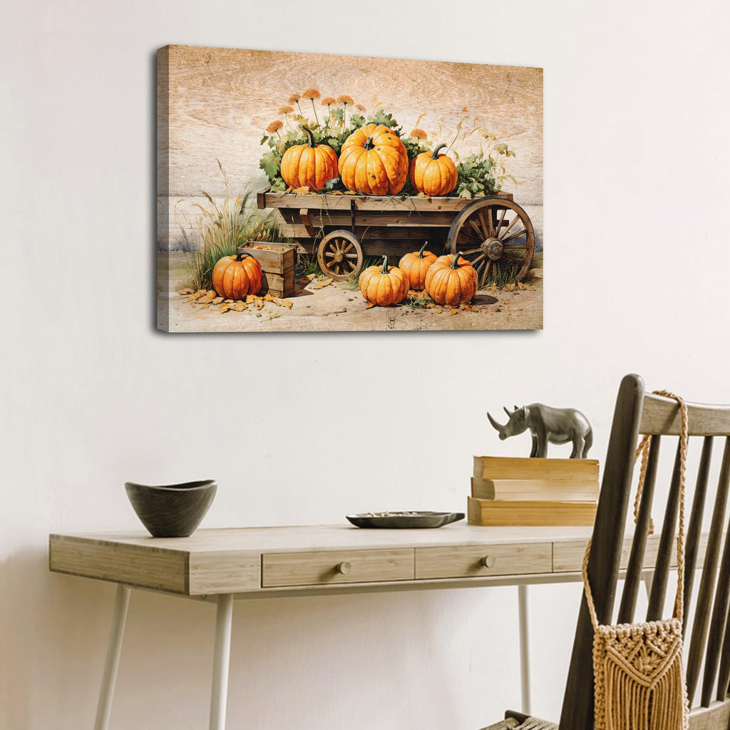 Retro Farmhouse Wall Art Pumpkins Pictures Wall Decor Kitchen Dinner Room Decorations Rustic Still Life Canvas Prints