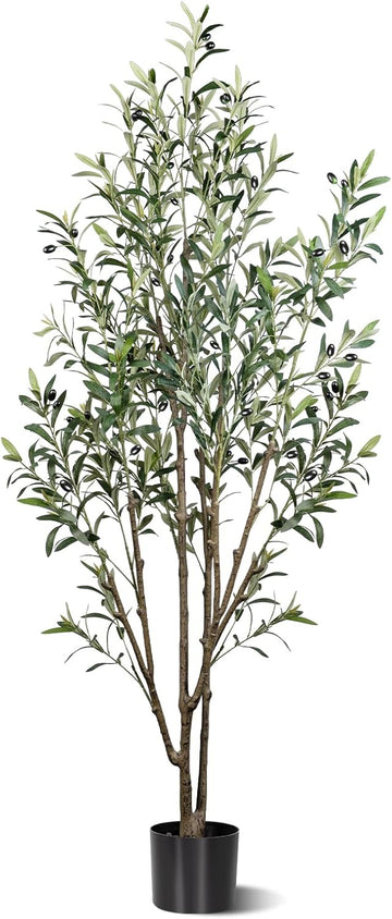 Artificial Olive Trees,6FT Tall Faux Olive Tree with Planter,Fake Olive Tree for Modern Home Office House Living Room