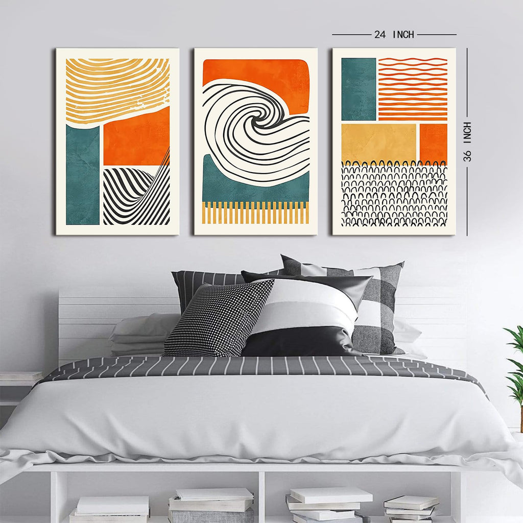 Boho Wall Art Mid Century Modern Wall Decor Abstract Color Block Geometric Canvas Prints Paintings Colorful Simple