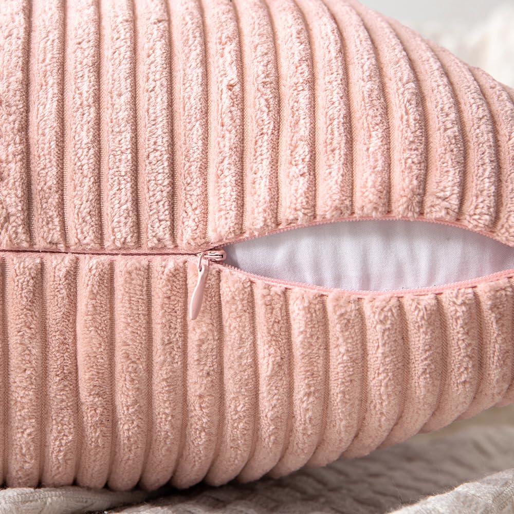 Pink Decorative Lumbar Throw Pillow Covers 12x20 Inch 2 Pack